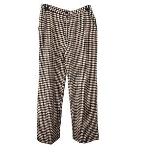 Vintage Paula Saker Wool Plaid Pants Trousers 12 Women 27" Waist Tan Black Lined
